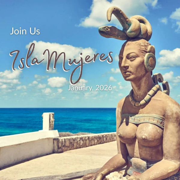 Isla Mujeres women’s retreat—Punta Sur statue and turquoise sea — GO Babes Travel (Jan 2026)
